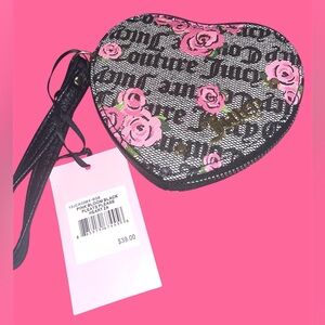 Juicy Couture Black and Pink Heart Wristlet